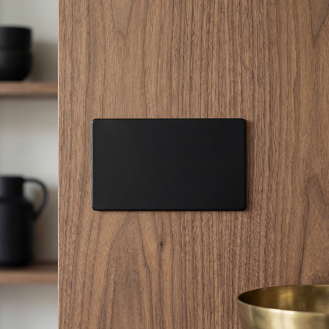 2 Gang Blank Plate in Matt Black Zoom Out