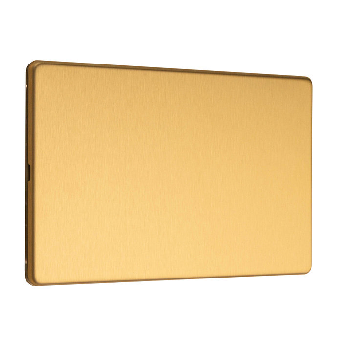 Satin brass double blank plate side angle
