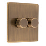 Antique brass double dimmer light switch side angle