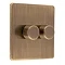 Antique brass double dimmer light switch side angle