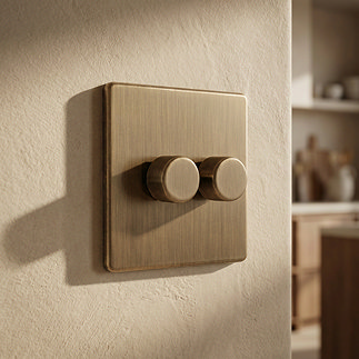 Antique brass 2 gang dimmer switch lifestyle