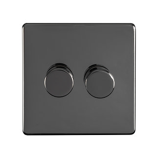 Black nickel double dimmer switch cut out