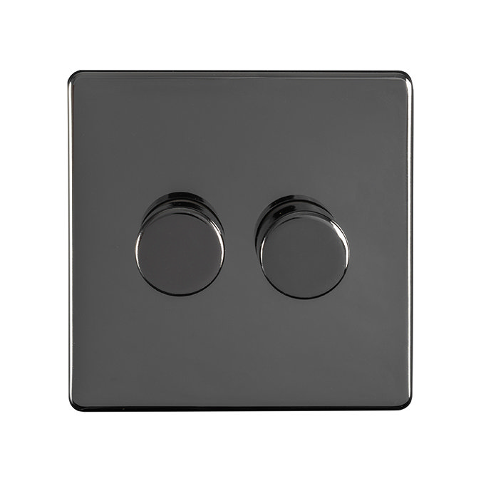 Black nickel double dimmer switch cut out