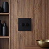 Matt Black Double Dimmer Switch View 2