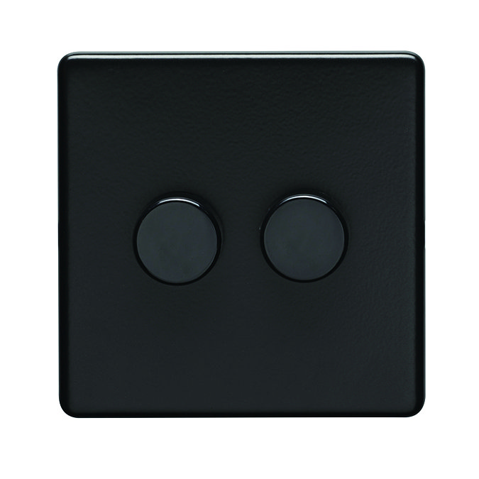 Matt Black Double Dimmer Switch Cut Out