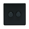 Matt Black Double Dimmer Switch Cut Out