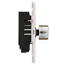 Polished chrome double dimmer light switch side view