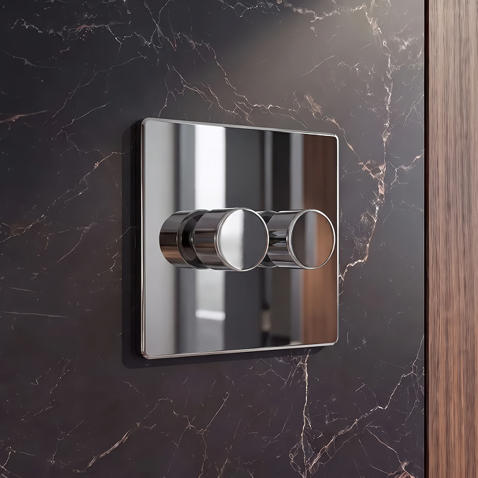 Double Dimmer Light Switch Polished Chrome Lifestyle