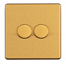 Double Dimmer Light Switch Satin Brass Cut Out
