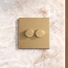 Double Dimmer Switch Satin Brass Lifestyle
