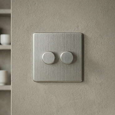 2 Gang Dimmer Switch in Stainless Steel Cut Out