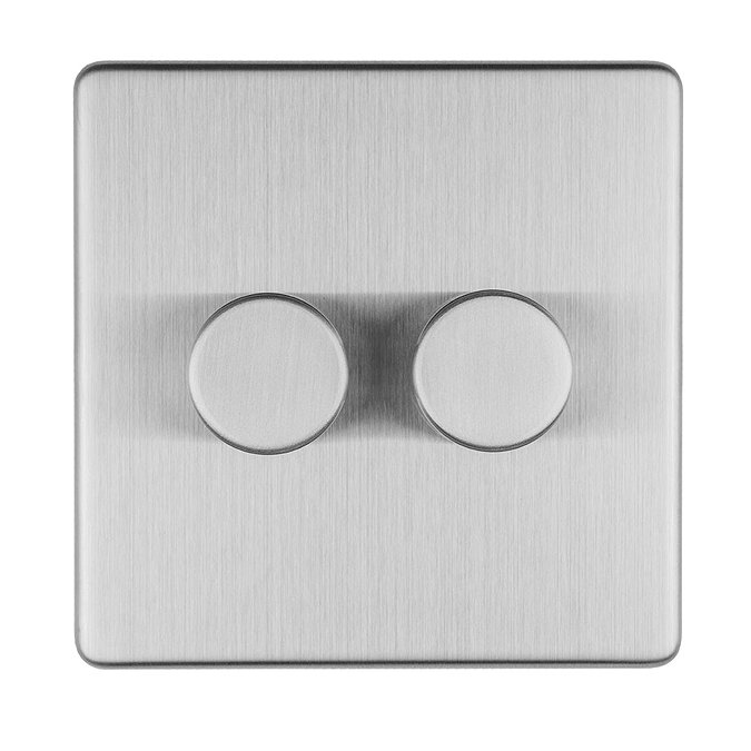 Stainless Steel double dimmer light switch cut out