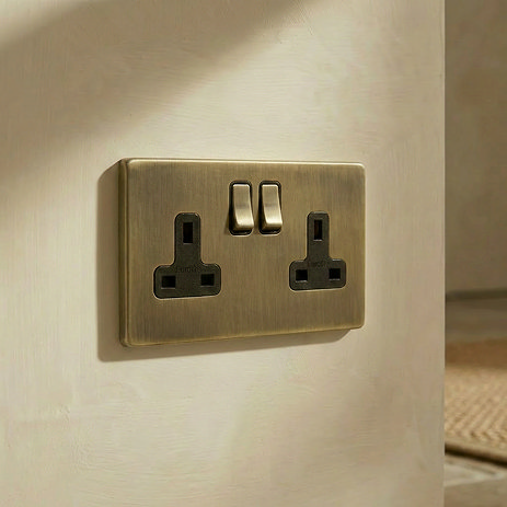 Antique brass 2 gang socket
