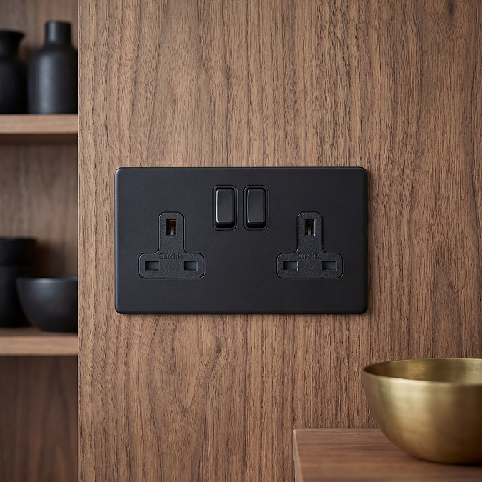 Matt Black Double Socket View 2