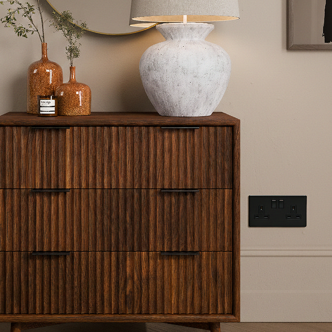 Matt Black Double Socket Cut Out