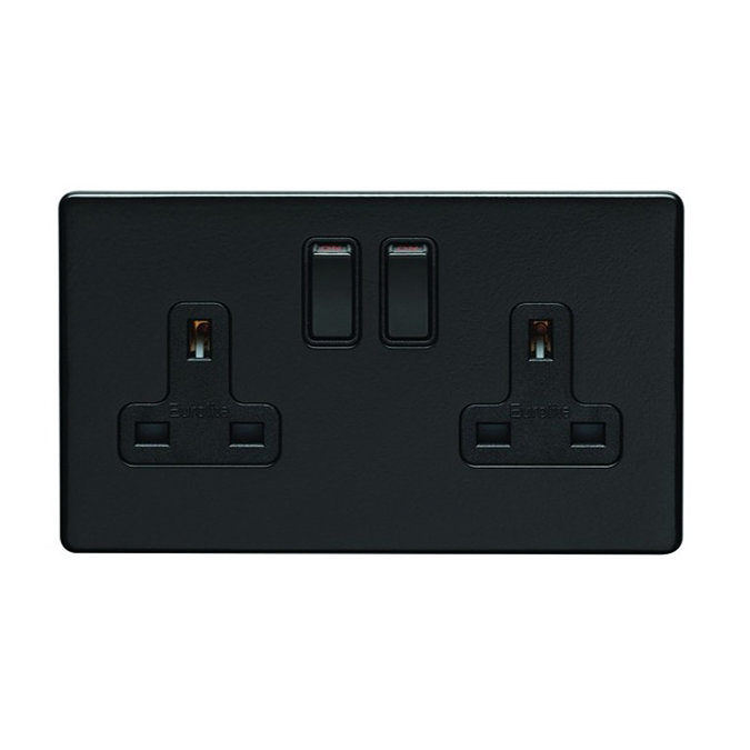 Matt Black Double Socket Cut Out