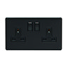Matt Black Double Socket Cut Out