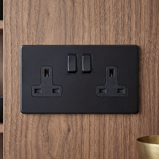 Matt Black Double Socket