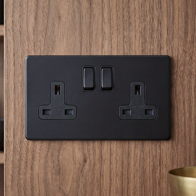 Matt Black Double Socket