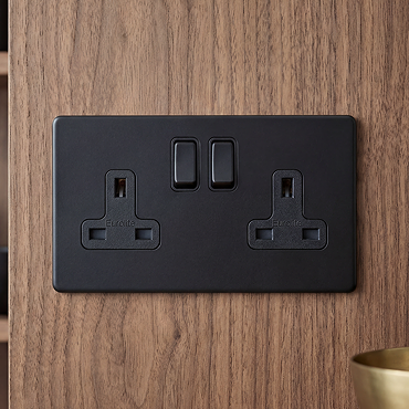 Matt Black Double Socket View 2
