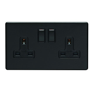 Matt Black Double Socket Cut Out