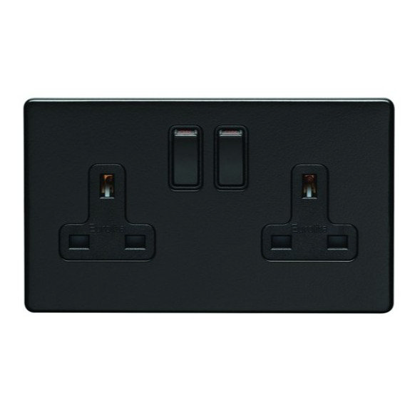 Matt Black Double Socket Cut Out