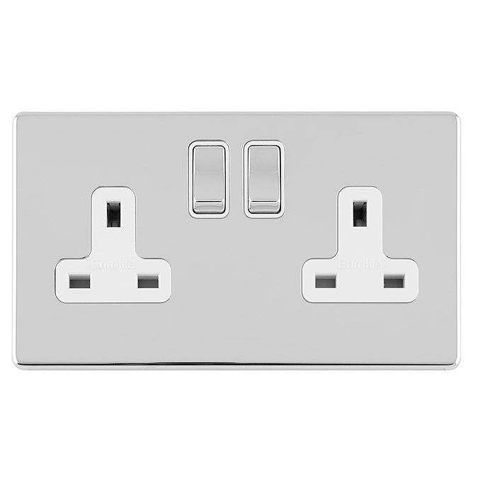 Double Switched Socket Polished Chrome Cut Out