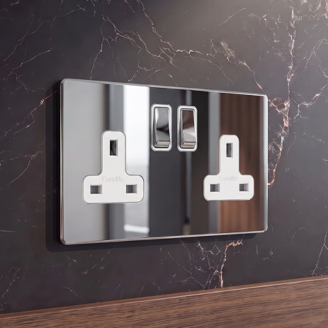 Double Switched Socket Polished Chrome Lifestyle