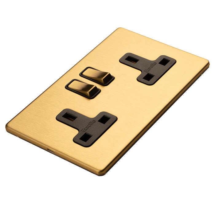 Satin Brass Double Socket Laid Flat