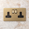 Double Switched Socket Satin Brass Lifestyle