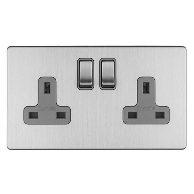 2 Gang Socket in Stainless Steel