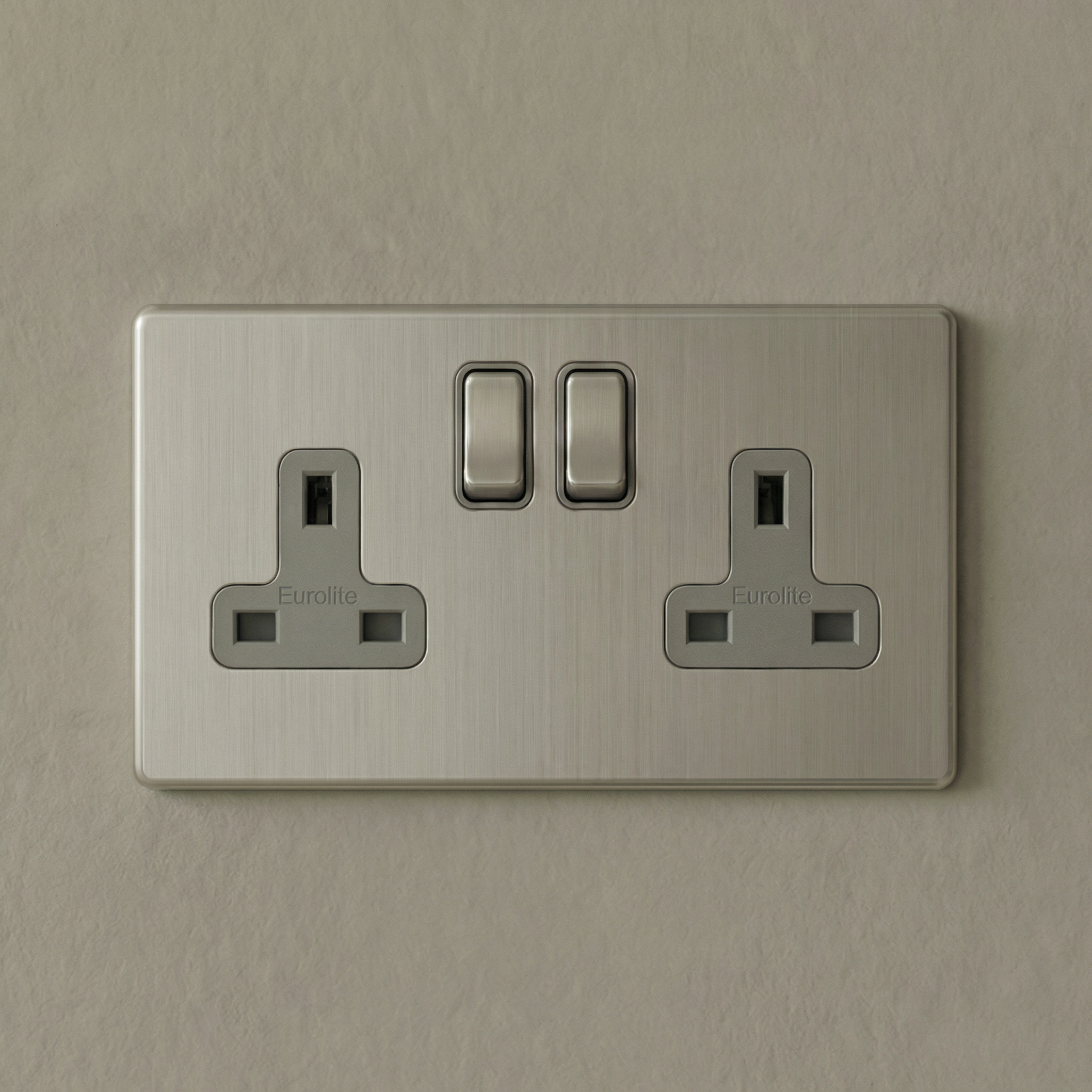 Plug Socket Collection Lyss 13 AMP Double Socket - 2 Gang Stainless Steel | MFI
