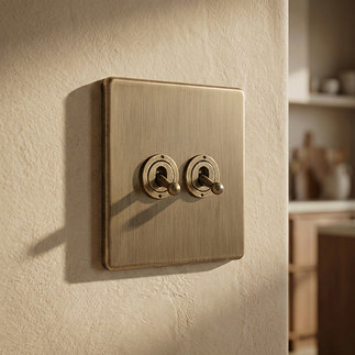 Antique brass 2 gang toggle switch lifestyle