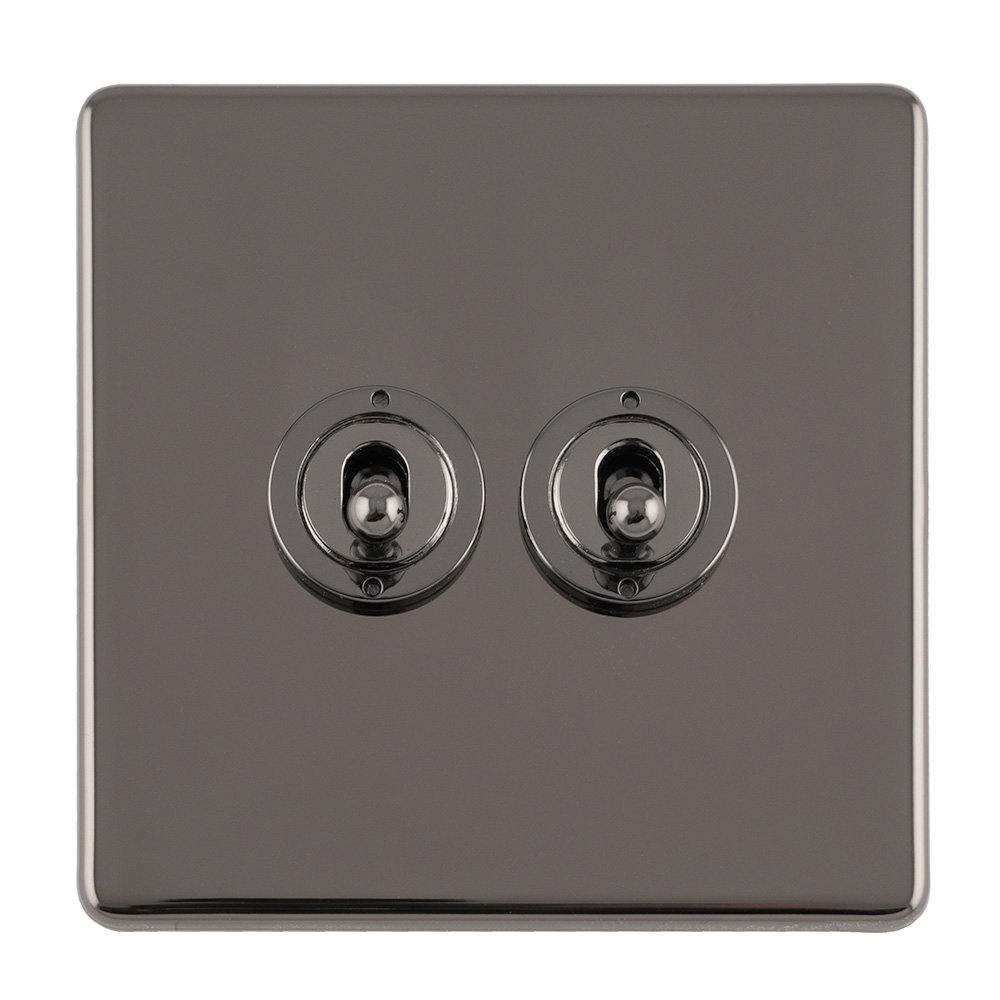 Lyss 20A 2 Way Black Nickel Toggle Double Light Switch | MFI