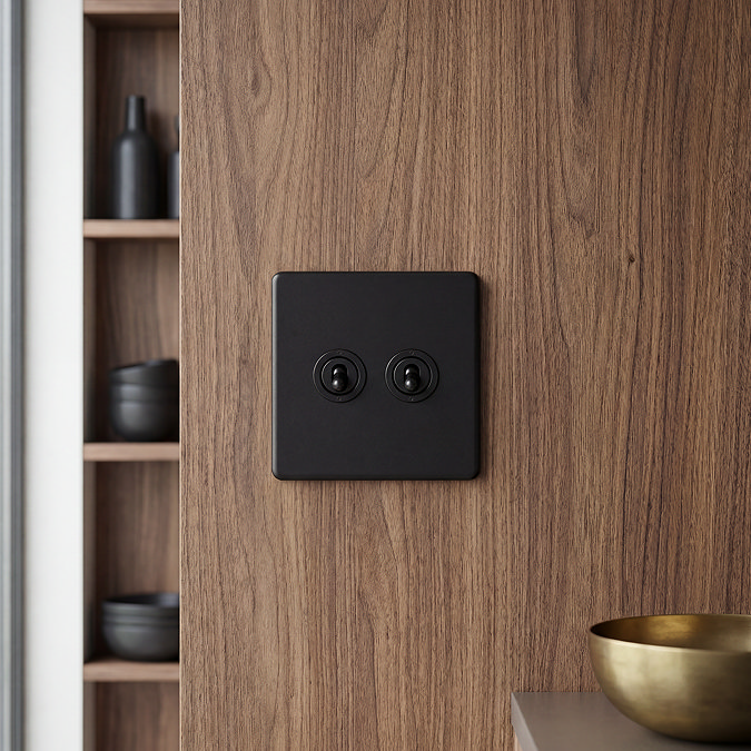 Matt Black Double Toggle Switch View 2