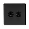 Matt Black Double Toggle Switch Cut Out