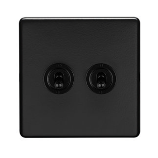 Matt Black Double Toggle Socket Cut Out