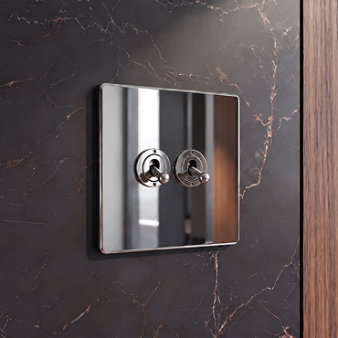 Double Toggle Light Switch Polished Chrome Cut Out