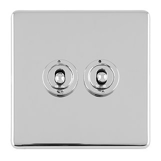 Polished Chrome Double Toggle Light Switch Cut Out