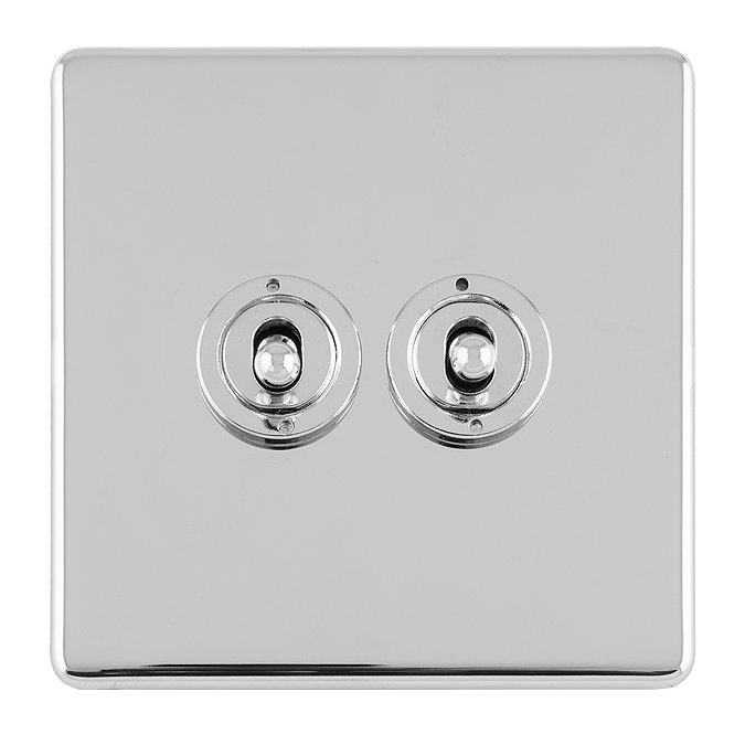 Polished Chrome Double Toggle Light Switch Cut Out