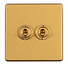 Double Toggle Switch Satin Brass Cut Out