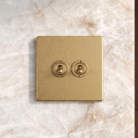 Double Toggle Switch Satin Brass Lifestyle