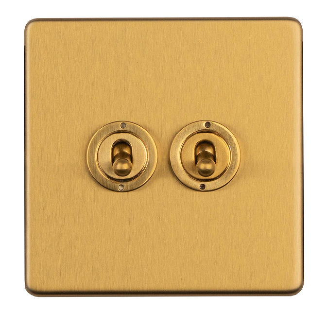Satin Brass Double Toggle Light Switch Cut Out