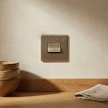 Antique brass fan isolator switch cut out