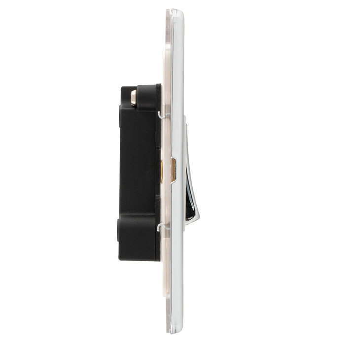 Polished chrome fan isolator switch side view