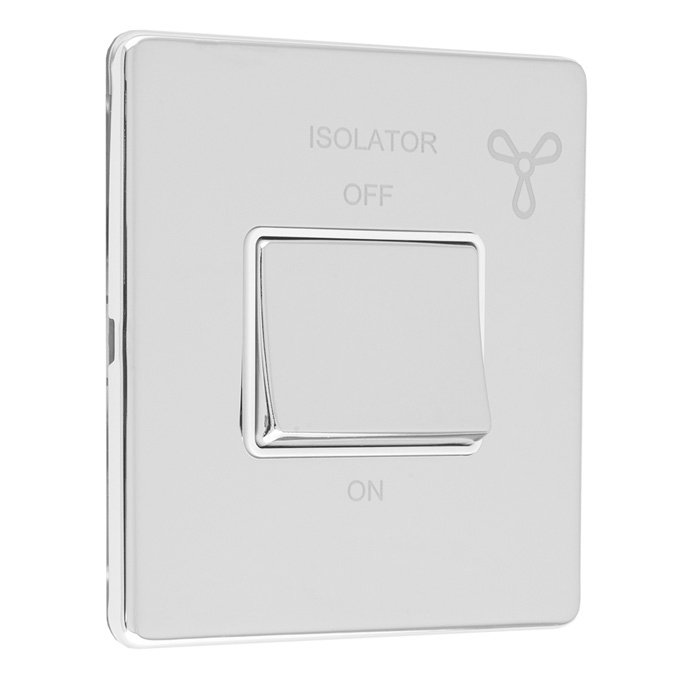 Polished chrome fan isolator switch side angle