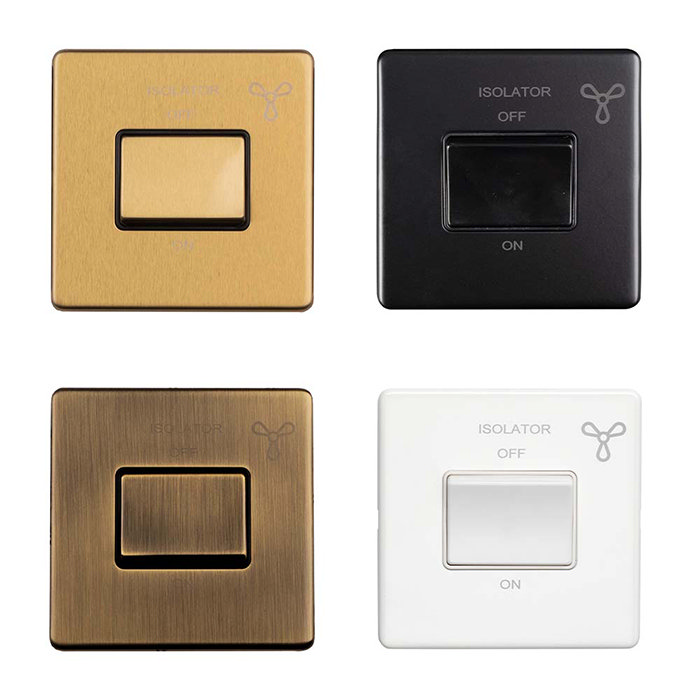 Satin brass fan isolator switch collection