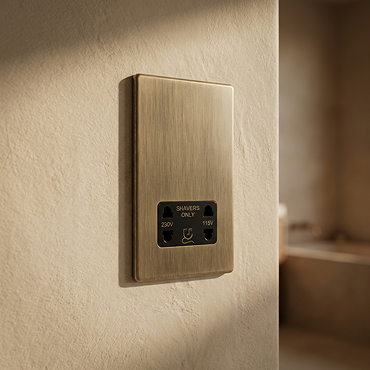 Antique brass shaver socket cut out