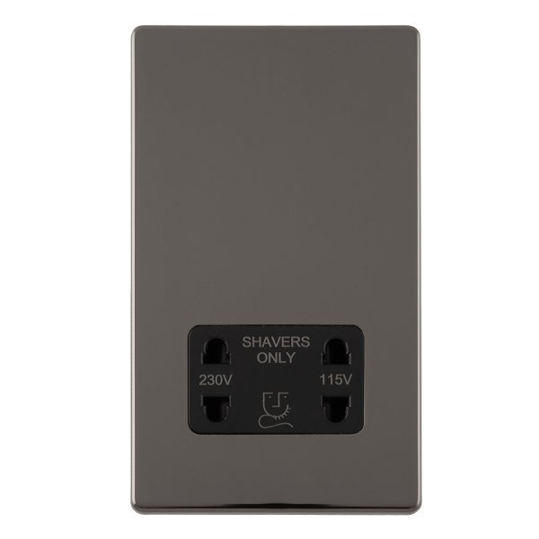 Lyss Black Nickel Bathroom Shaver Plug Socket | MFI