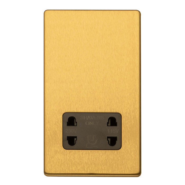 Shaver Socket Satin Brass Cut Out